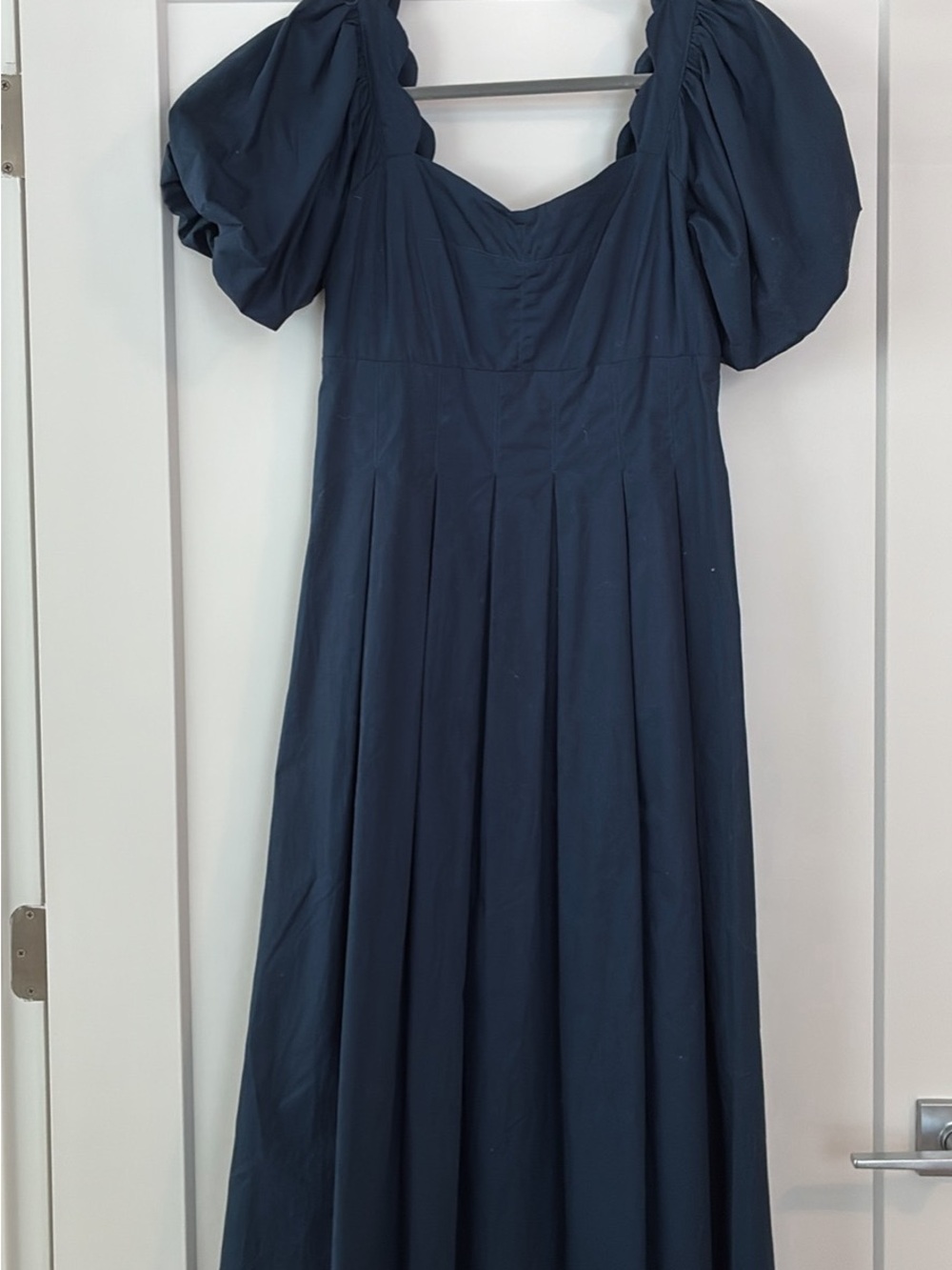 Women's Navy Puff-Sleeve Maxi Dress
